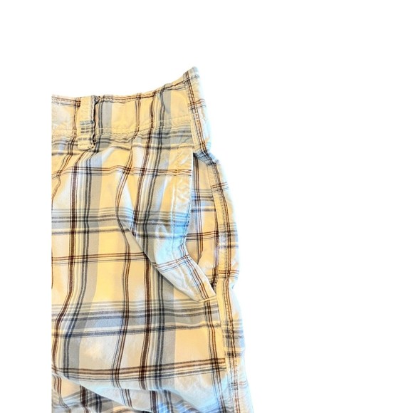 American Eagle shorts Men's Size 32 Plaid Shorts Longer Length White Blue Brown - Picture 4 of 8